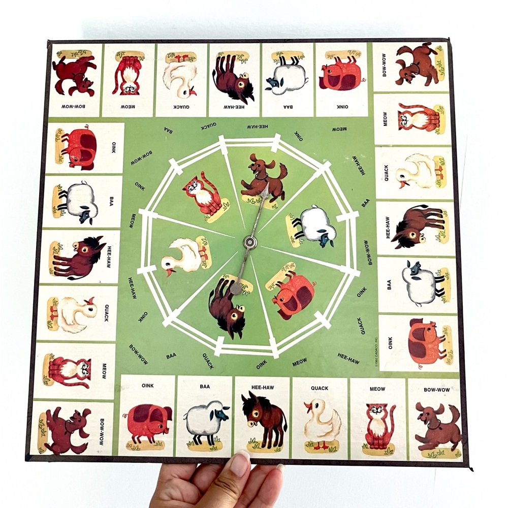Vintage 50’s farm animals barnyard boardgame spinner wall decor art